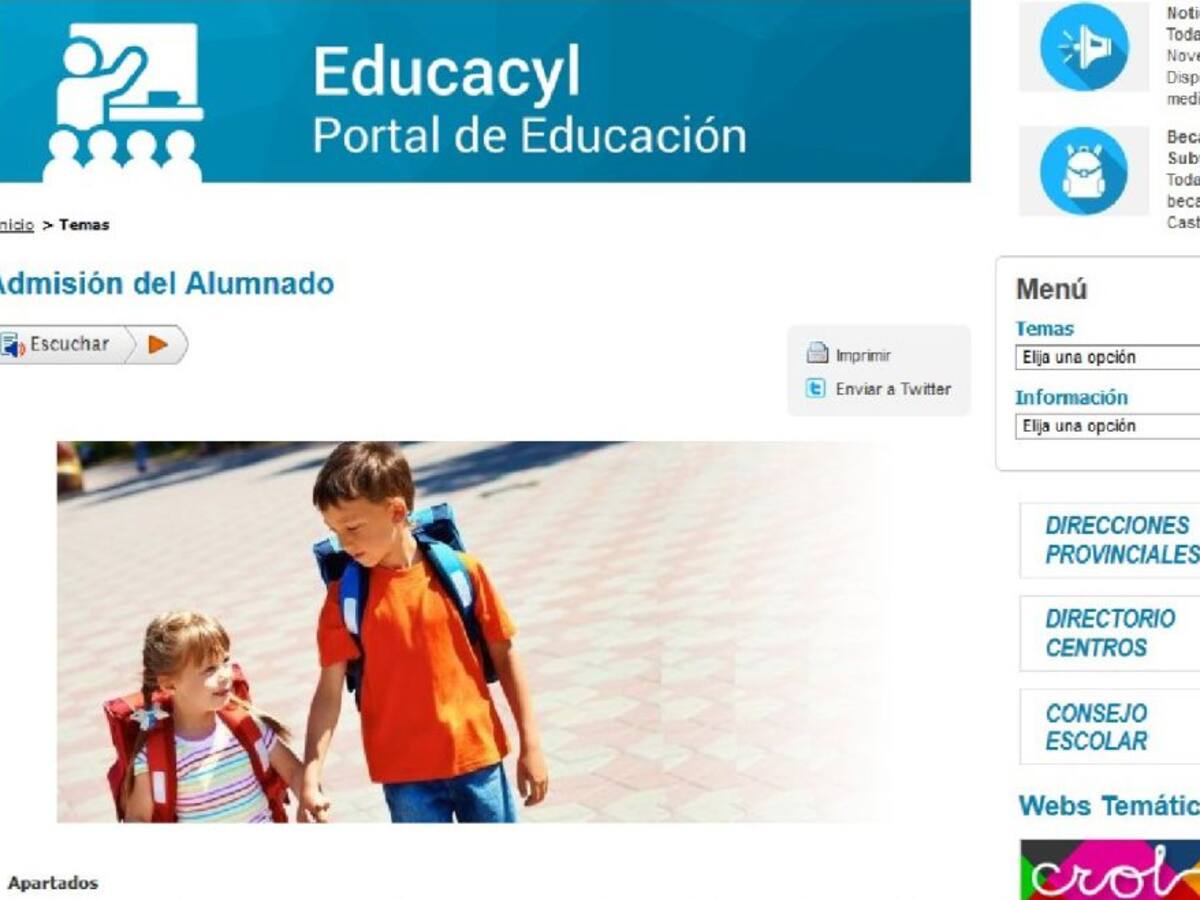 Desbloqueada la página de admisión de alumnos de la Junta de Castilla y León, aunque sin funcionar plenamente