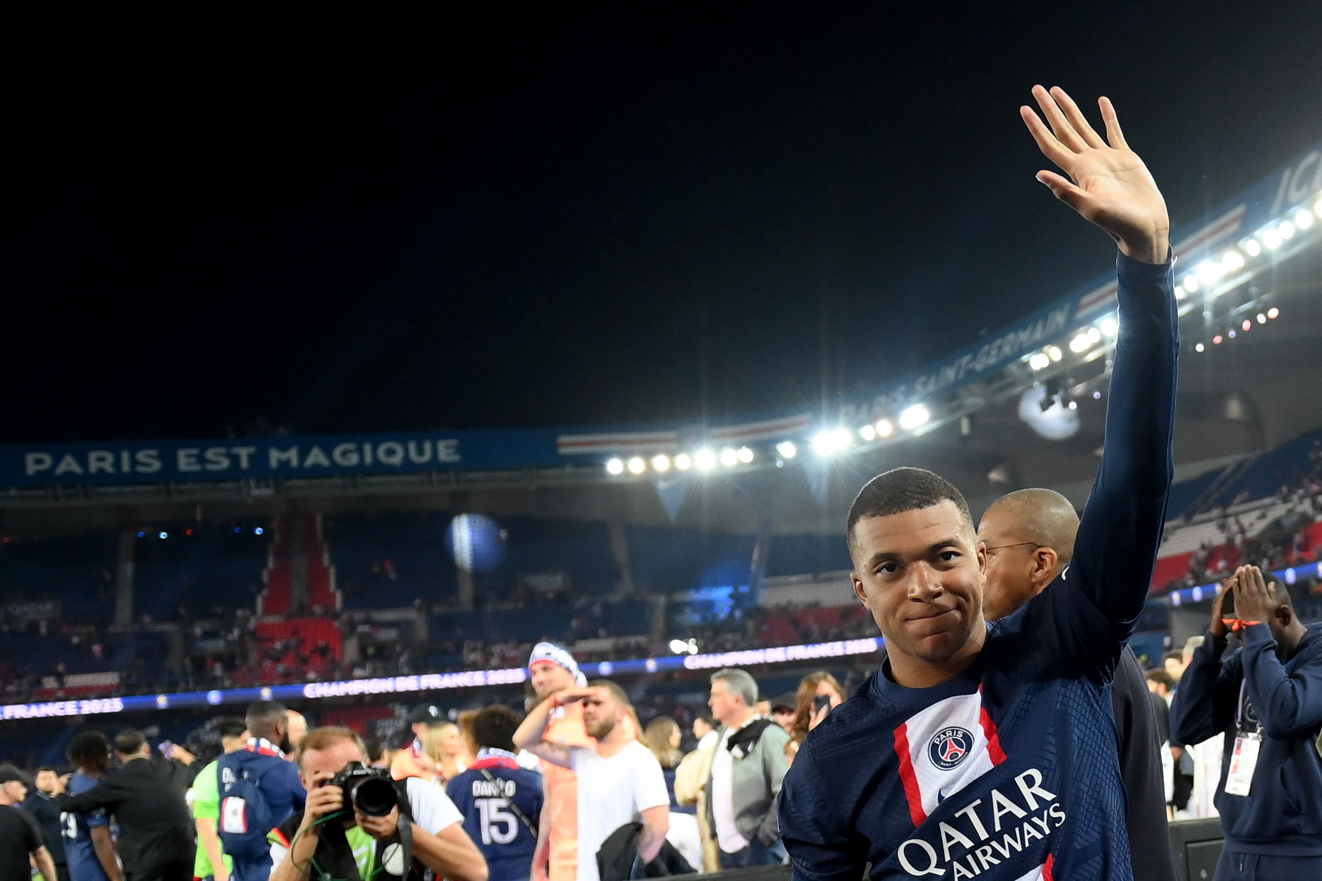 Mbappé, en una celebración con el PSG.