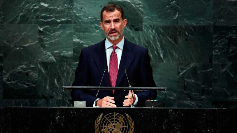 El Rey, Felipe VI interviniendo en la Asamblea de la ONU