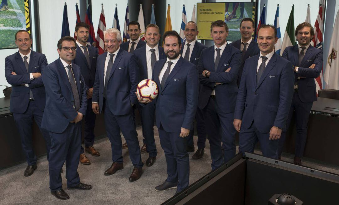 Los 12 directores de partido de LaLiga Santander, el pasado lunes 25 de febrero en una jornada de capacitación