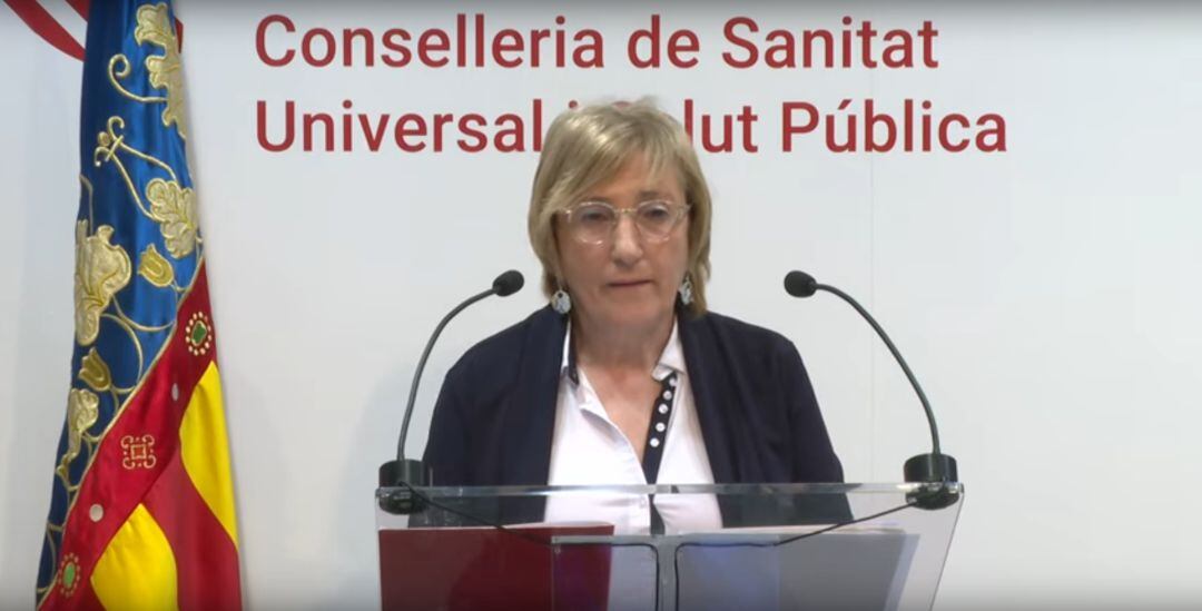 La consellera Ana Barceló ofreciendo los datos de la incidencia del coronavirus en su comparecencia del viernes 24 de abril