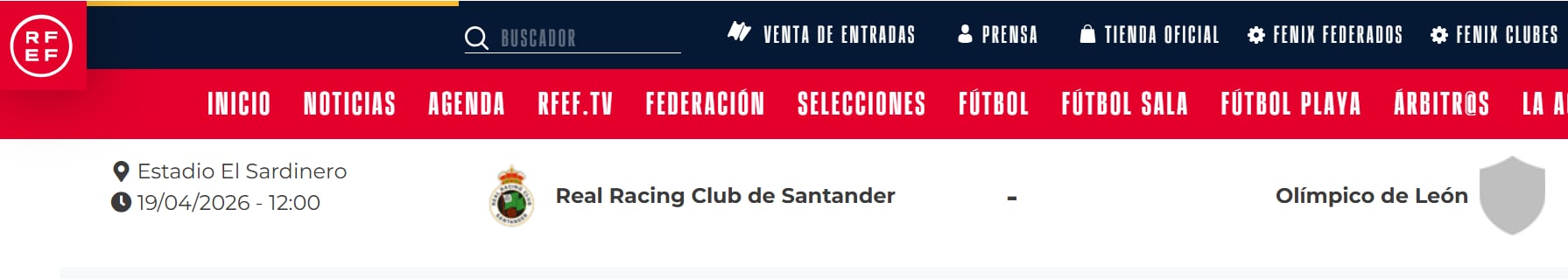 El horario y lugar del partido ya está fijado en la RFEF.