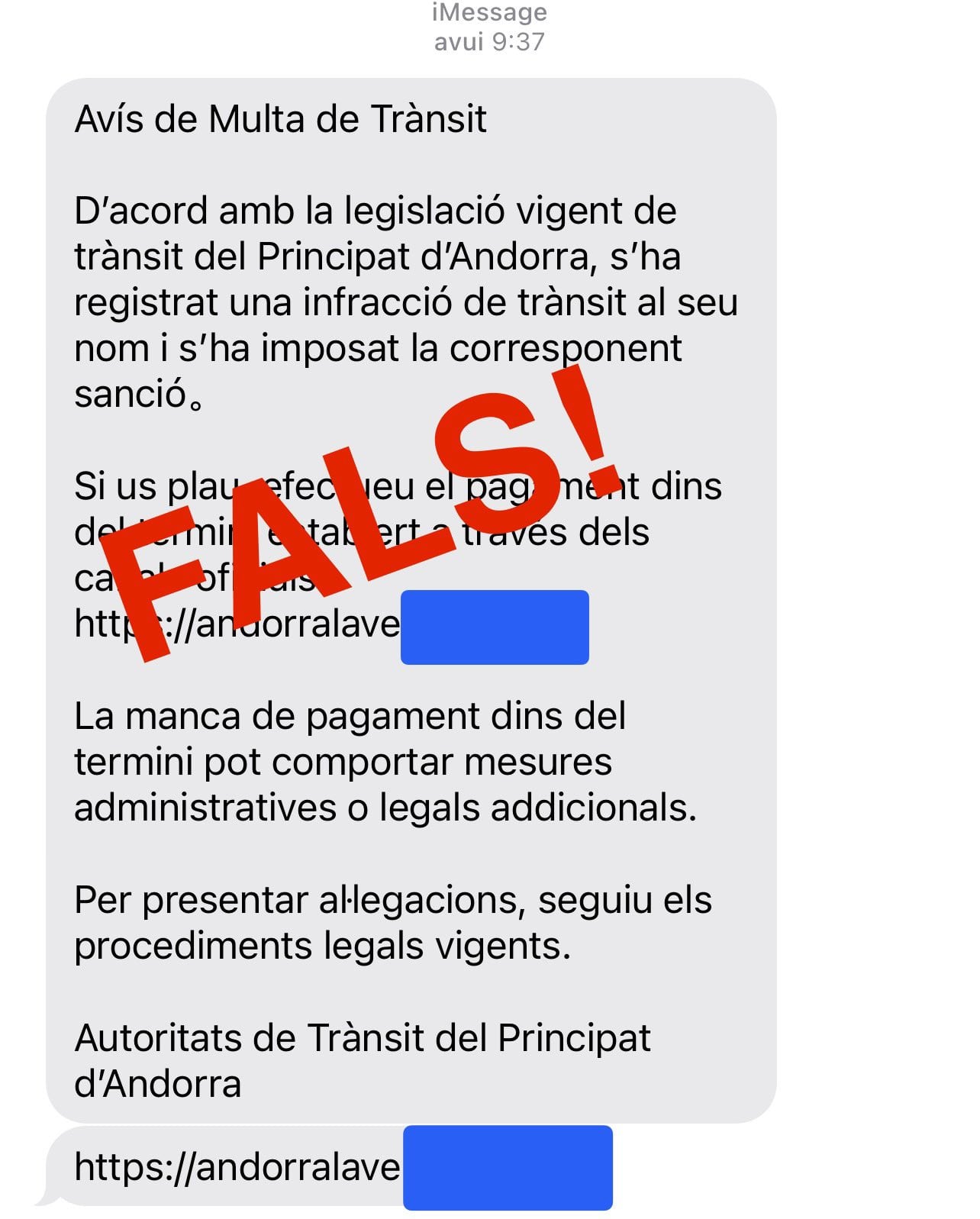 Intent d'estafa suplantant el comú d'Andorra la Vella