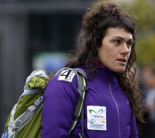 La atleta ultra fondista y diabética, Beatriz García, momentos antes de explicarsu experiencia en 4Deserts, una de las carreras más duras del mundo.