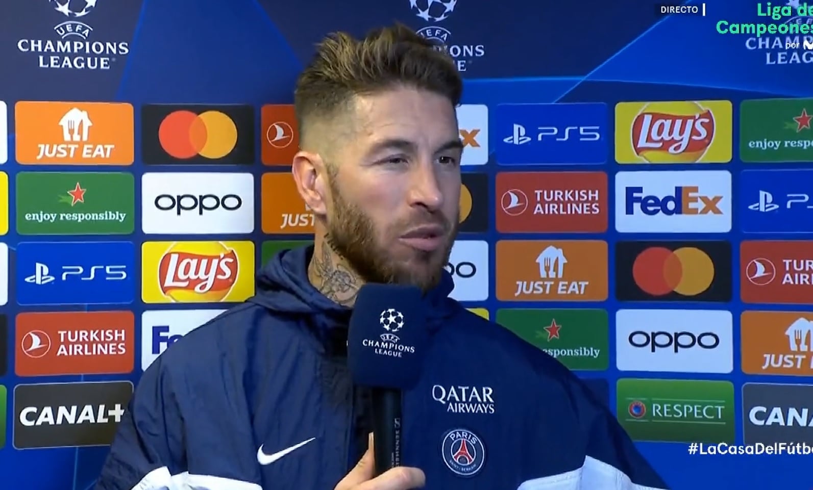 Ramos, en la entrevista posterior al partido de Champions.