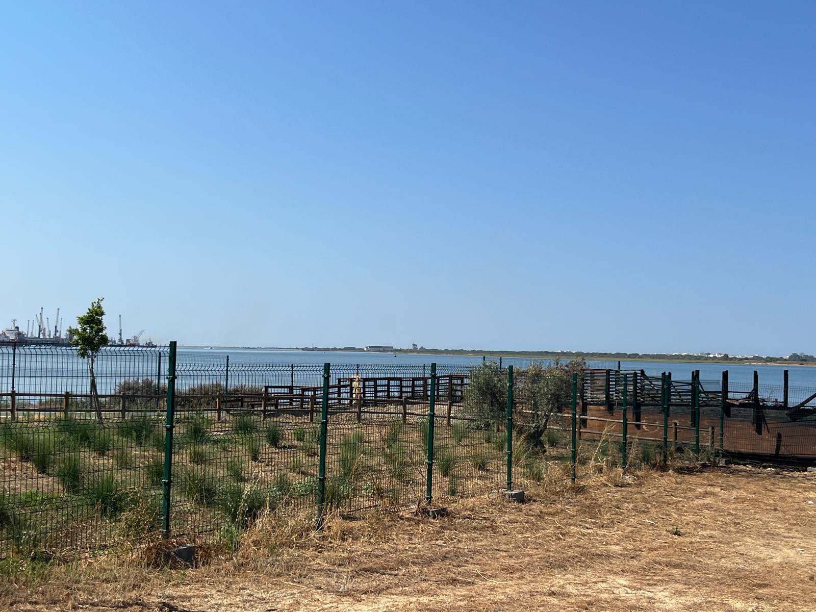 Senda peatonal junto a la ría del Odiel. Puerto de Huelva