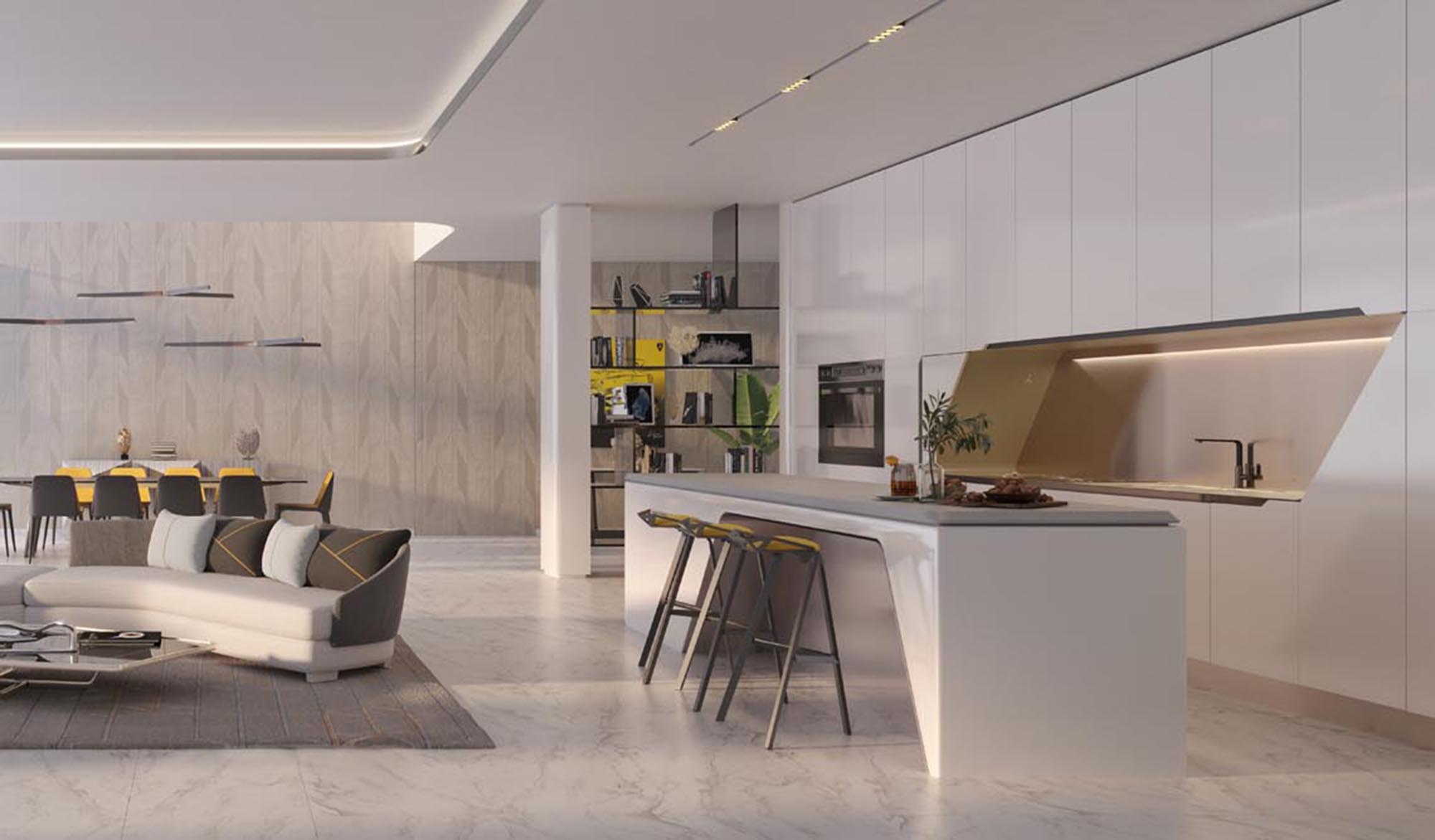 Recreación del interior del salón