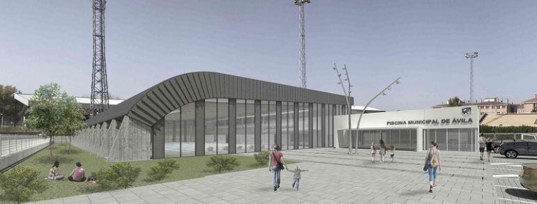 Recreación del exterior de la futura piscina cubierta