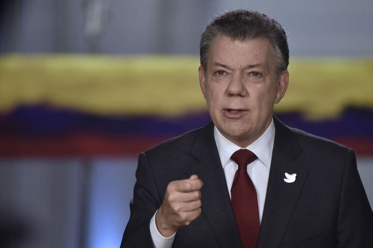 Juan Manuel Santos durante una alocución en la que aseguró que el Congreso de la República refrendará el nuevo acuerdo de paz con las FARC