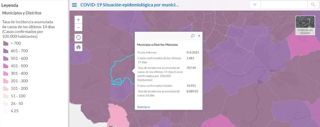 Situación epidemiológica de Móstoles a 9 de febrero de 2021