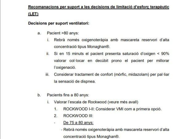 El document del Departament de Salut