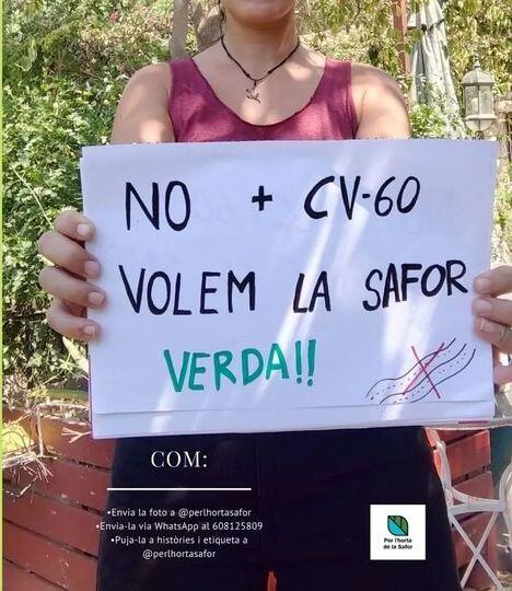 Imagen de la campaña iniciada en redes sociales por la Plataforma per L'Horta de la Safor.