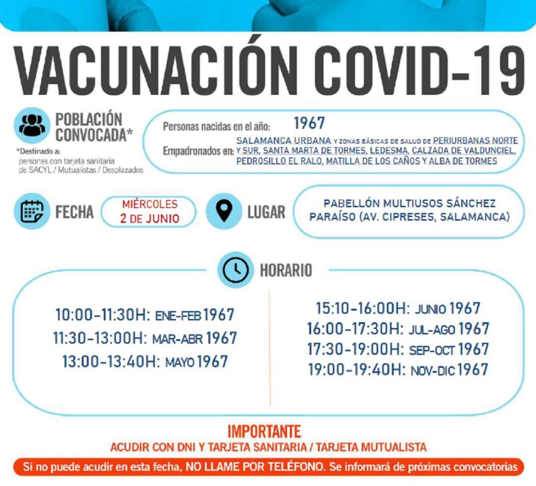 Información del proceso de vacunación en Salamanca capital del 2 de junio