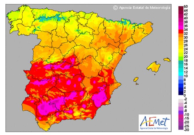 Temperaturas máximas para este sábado 15 de junio