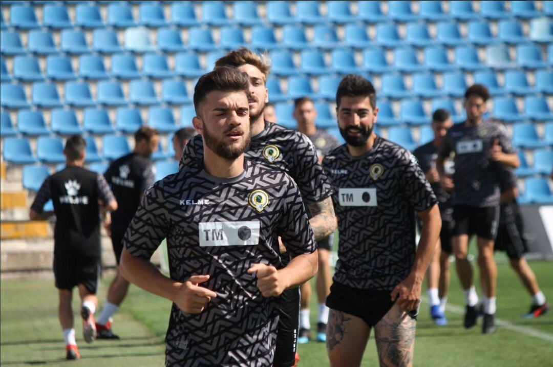 Álvaro Pérez, Carlos Martínez y Adrián Jiménez, en un entrenamiento