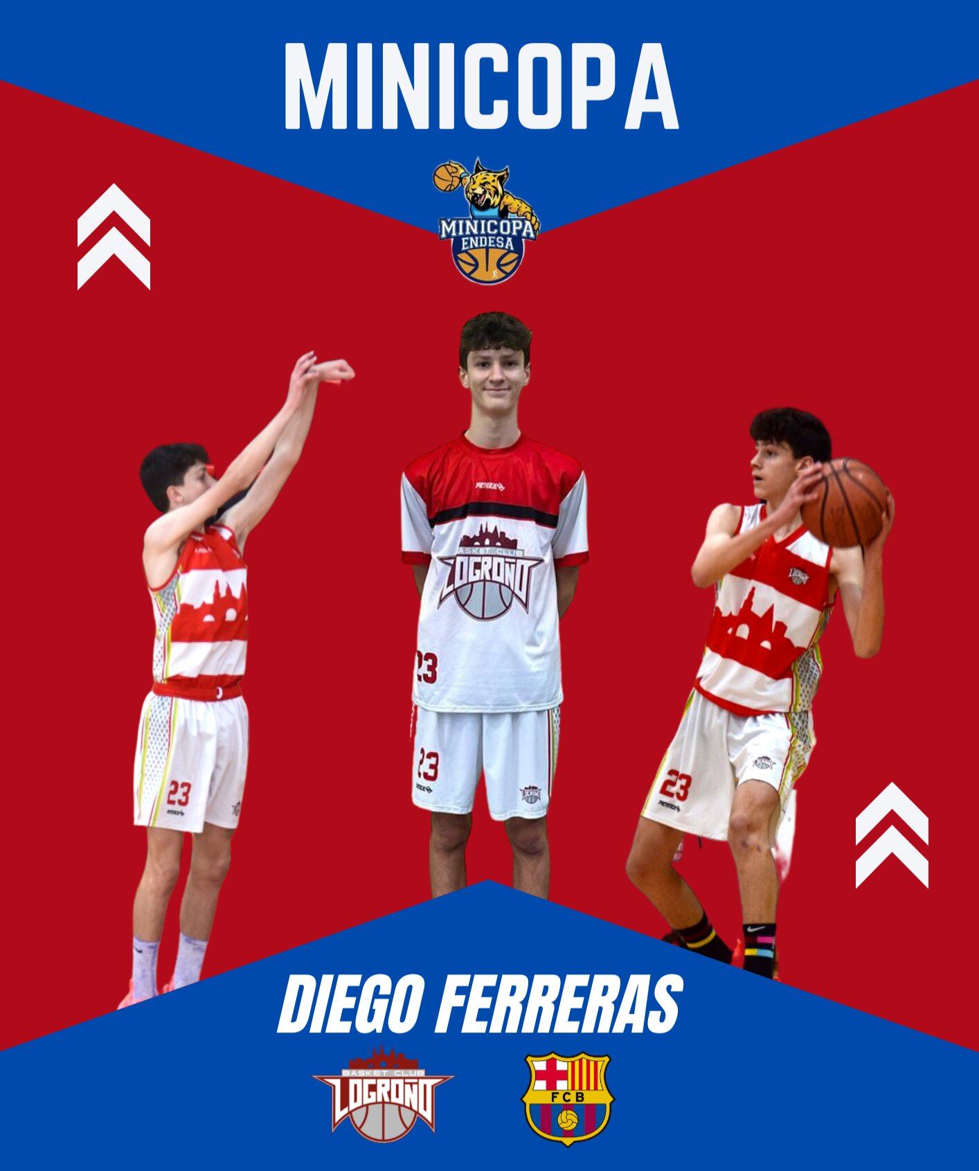 El jugador del Logrobasket, Diego Ferreras, participa con el Barcelona en la Mini Copa Endesa 2023.