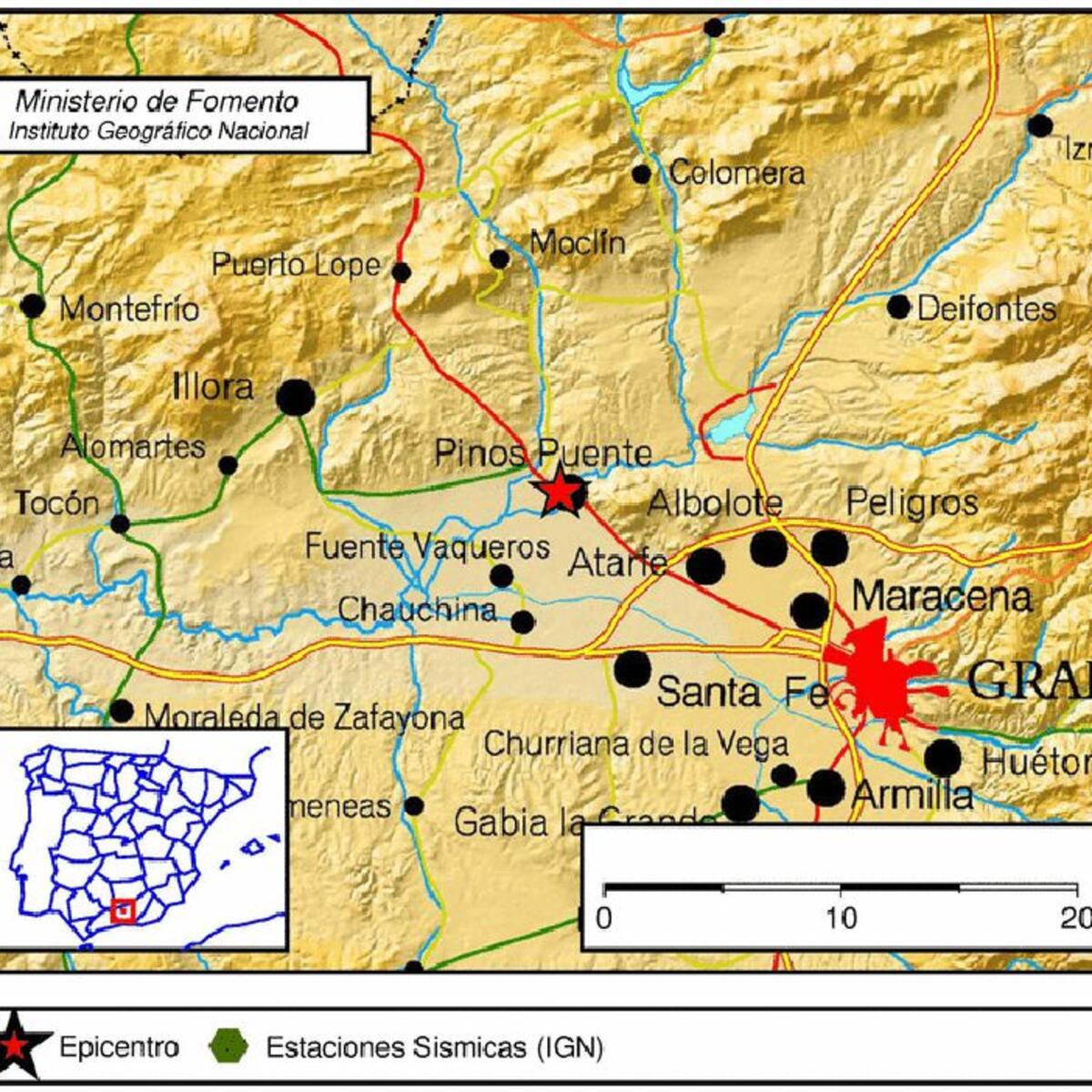 El hundimiento de la Vega de Granada provoca "estas series de terremotos"