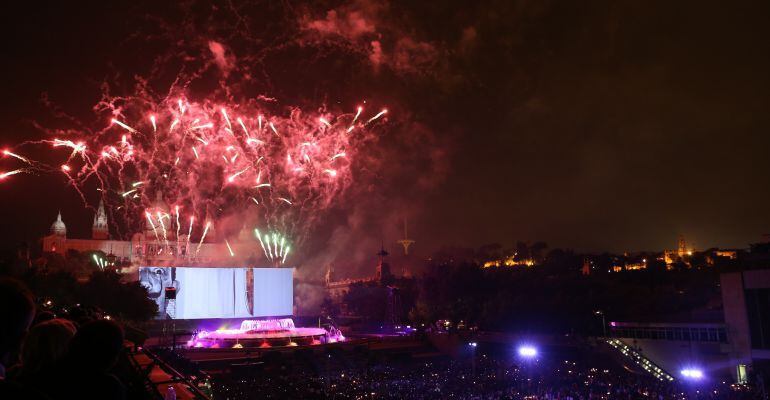 Imagen del espectáculo pirotécnico-musical de la Mercè de 2014