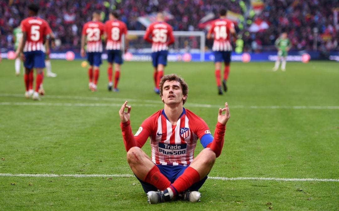 Así celenbró Griezmann un gol ante el Alavés en el Wanda Metropolitano.