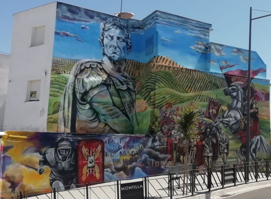 Mural de Gisel Rosso sobre la batalla de Munda.