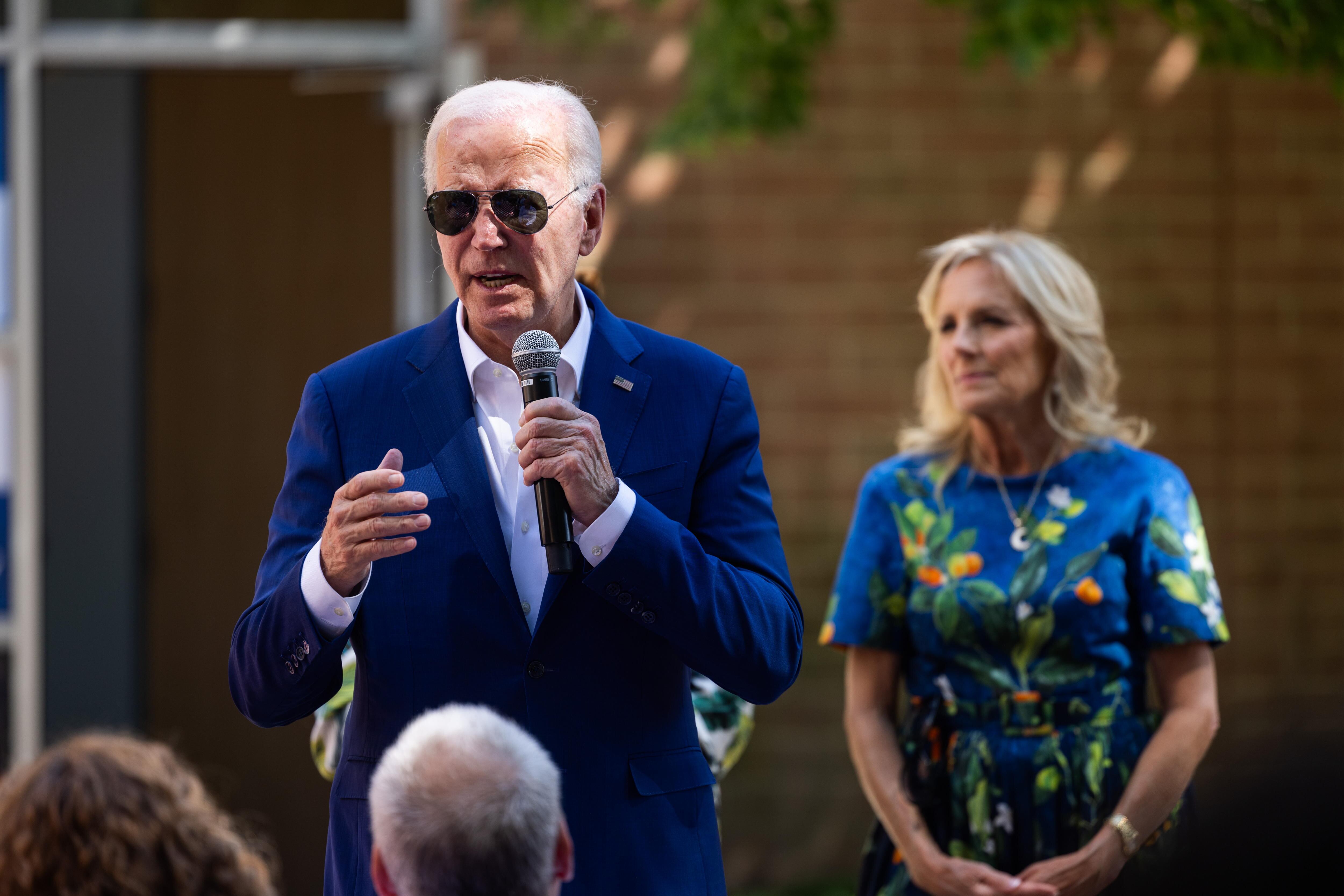 Imagen del presidente de Estados Unidos, Joe Biden, durante un acto electoral