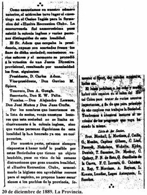 Acta de la primera junta del Recreativo