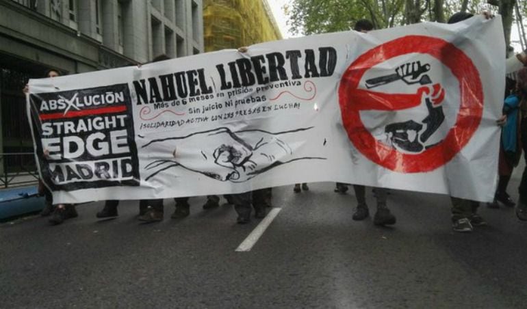 Manifestación de apoyo al anarquista encarcelado en 2015