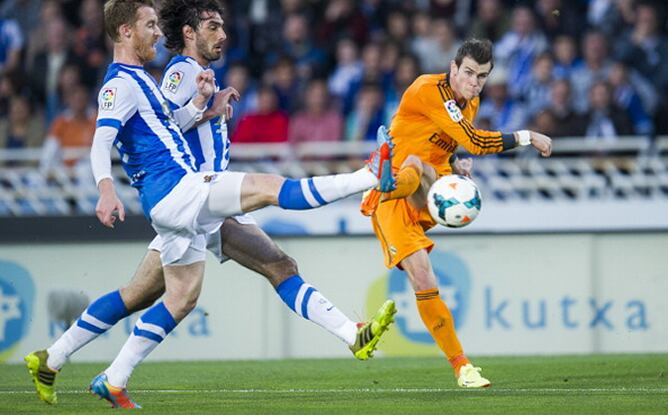 El galés, protagonista de la goleada del Real Madrid ante la Real Sociedad en Anoeta.