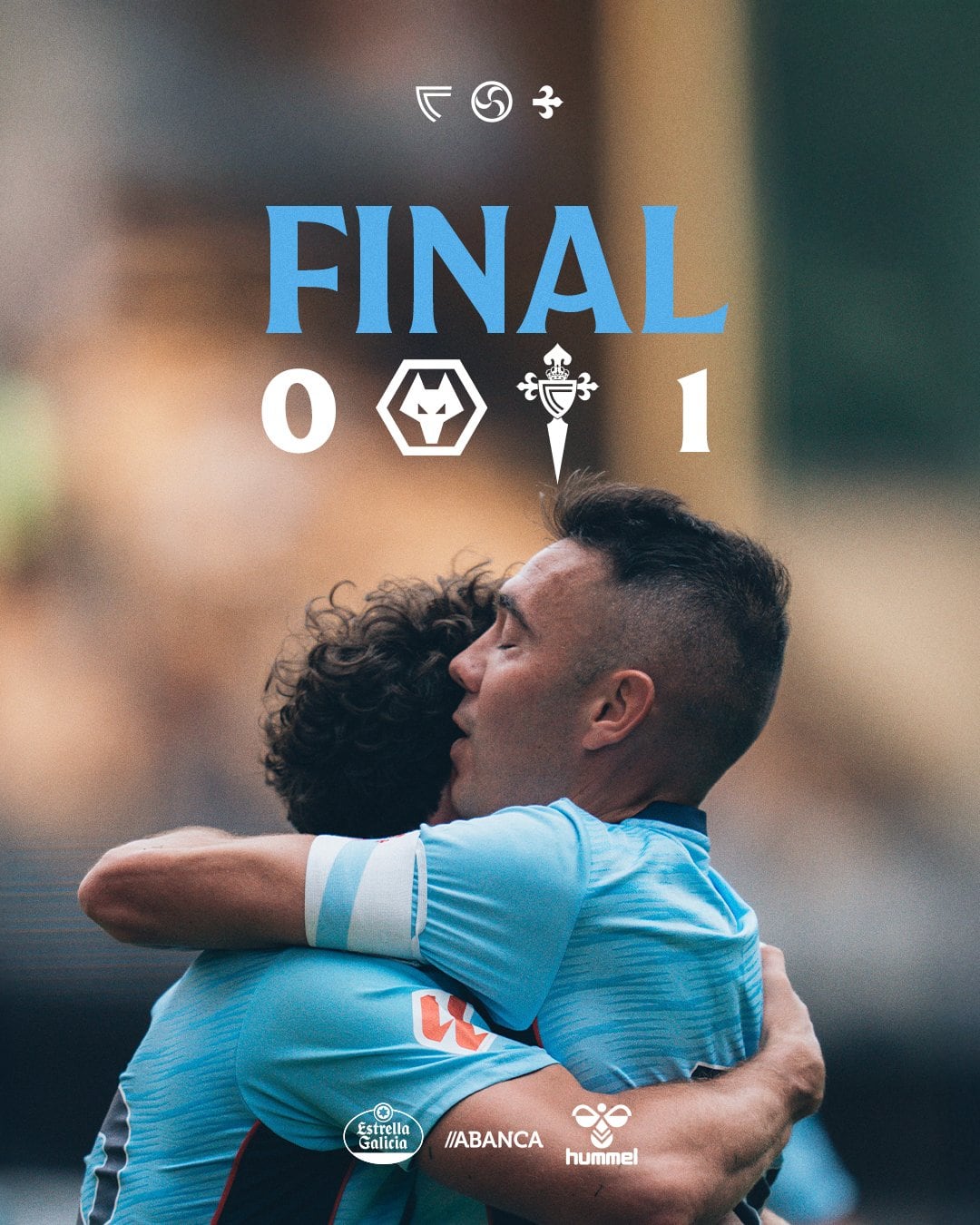 Celebración final del partido Wolverhampton-RC Celta de pretemporada