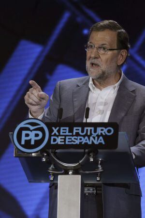 GRA117. MADRID, 11/07/2015.- El presidente del Gobierno y del PP, Mariano Rajoy, durante su intervención en la clausura de la Conferencia Política del PP, en la que se pretenden sentar las bases del programa electoral con el que el partido concurrirá a lo