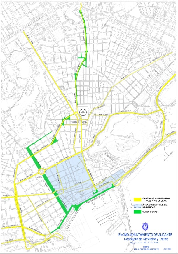 Plan de tráfico para las obras del Eje Marvá - Canalejas y del paseo Mártires de la Libertad