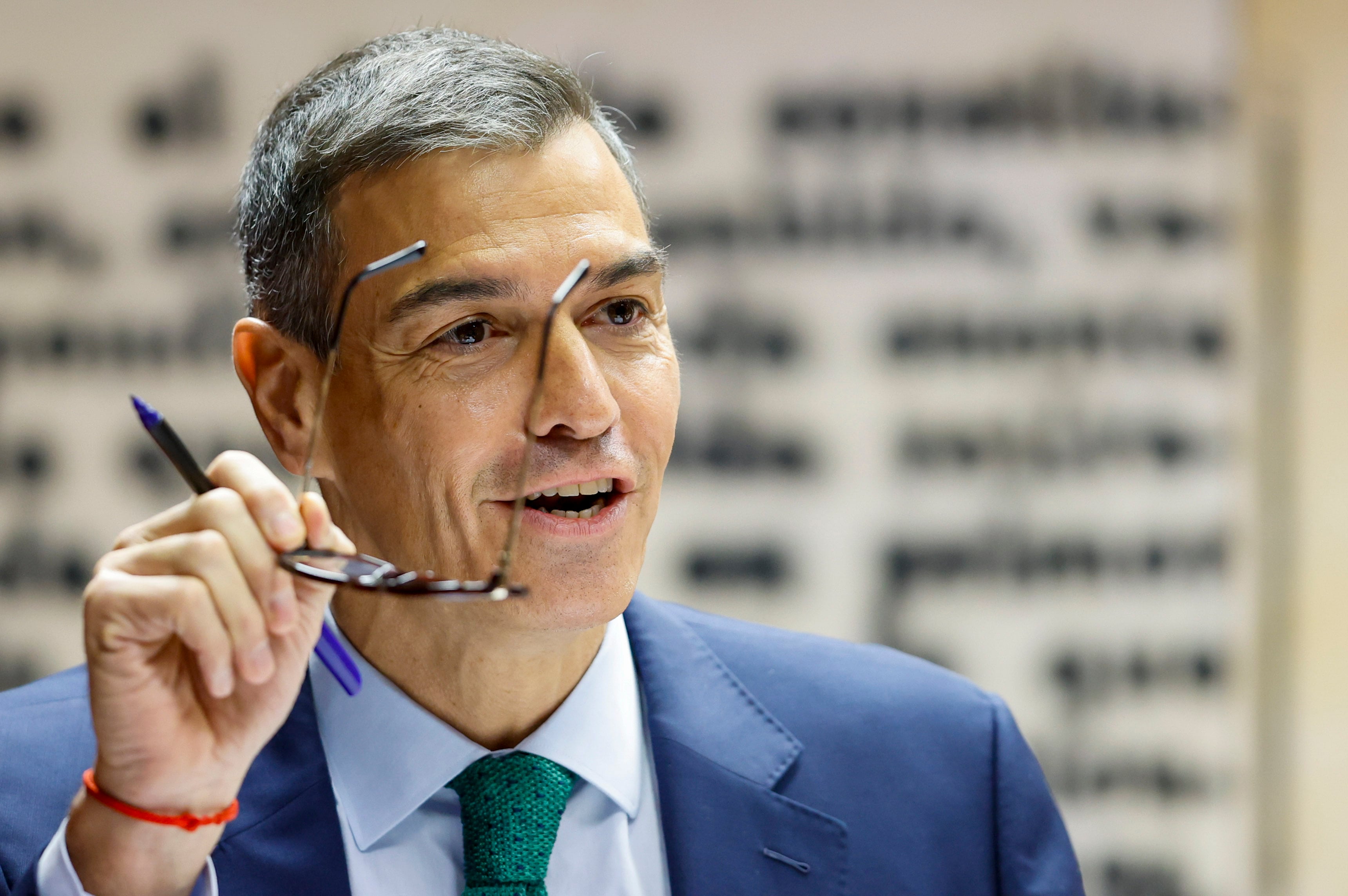 El presidente del Gobierno, Pedro Sánchez, durante su comparecencia ante la comisión de investigación del caso Koldo, este jueves en el Senado.