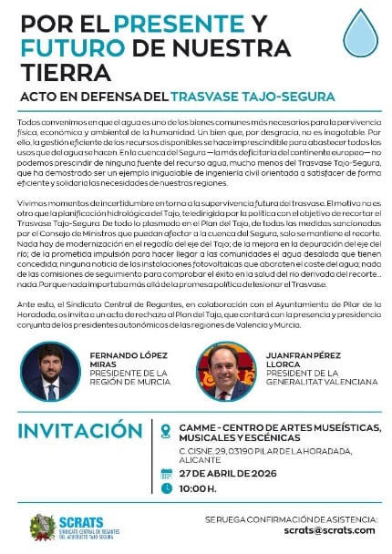 Convocatoria del acto en defensa del Trasvase