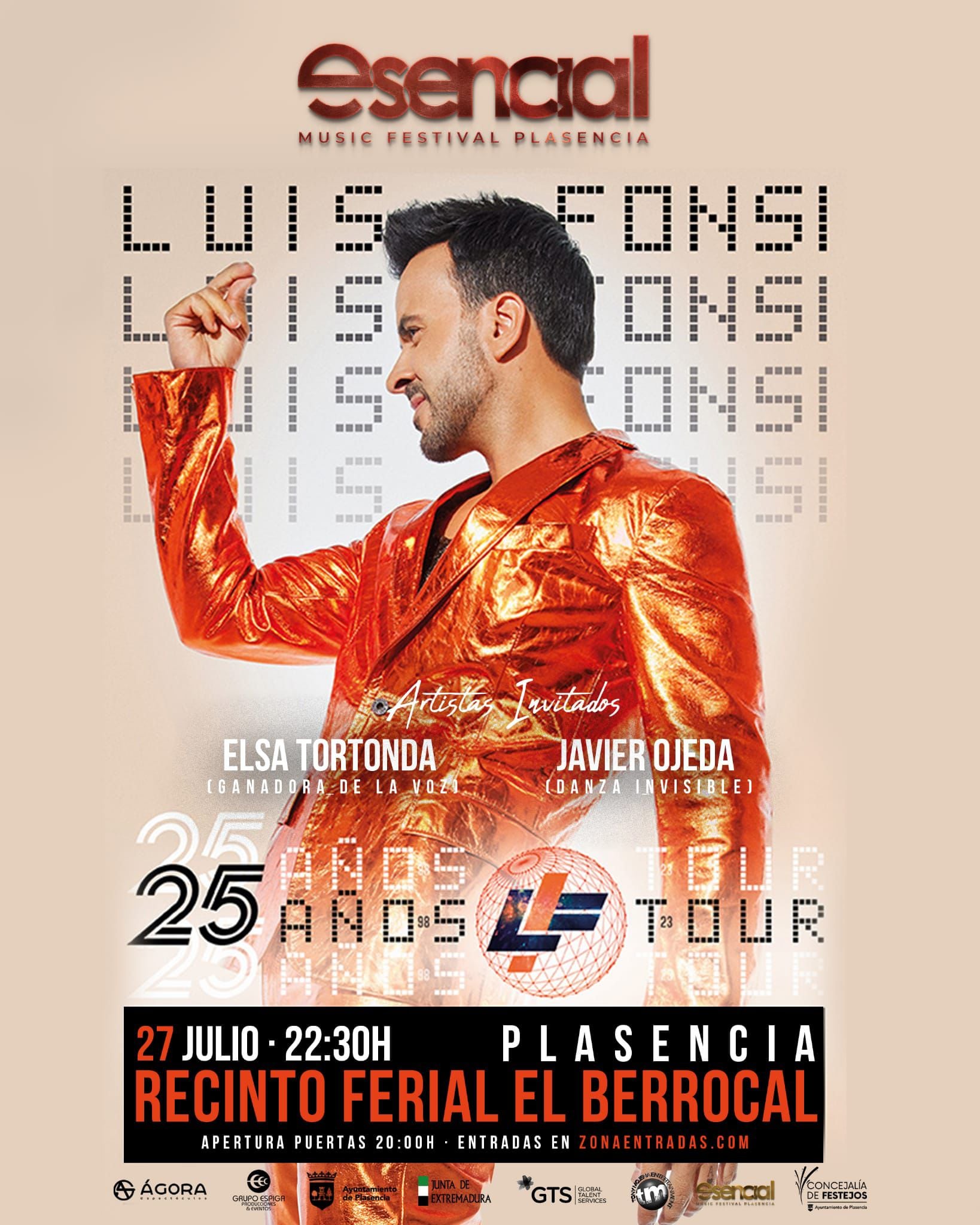 Cartel del concierto de Luis Fonsi en Plasencia.