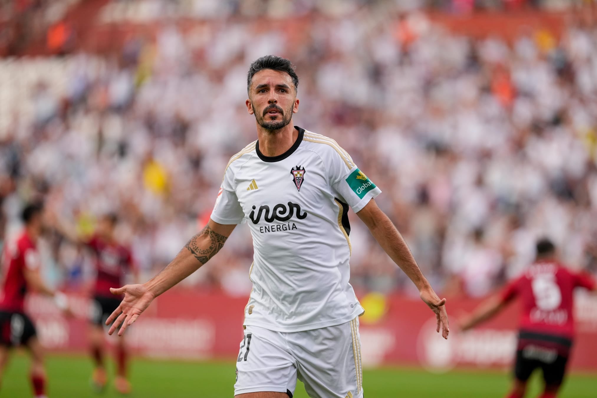 Quiles celebra su gol ante el Mirandés