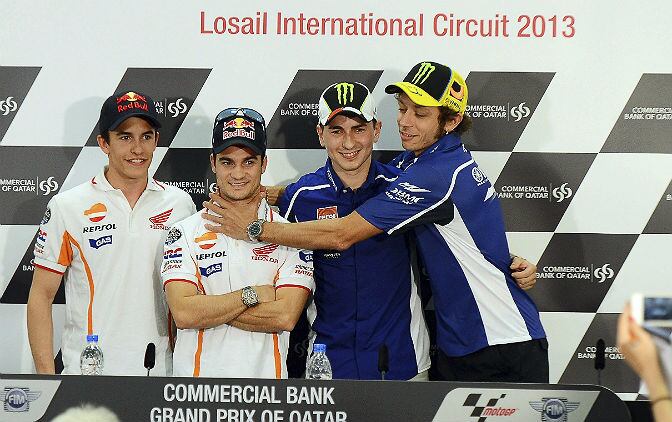 Marc Márquez, Dani Pedrosa, Jorge Lorenzo y Rossi