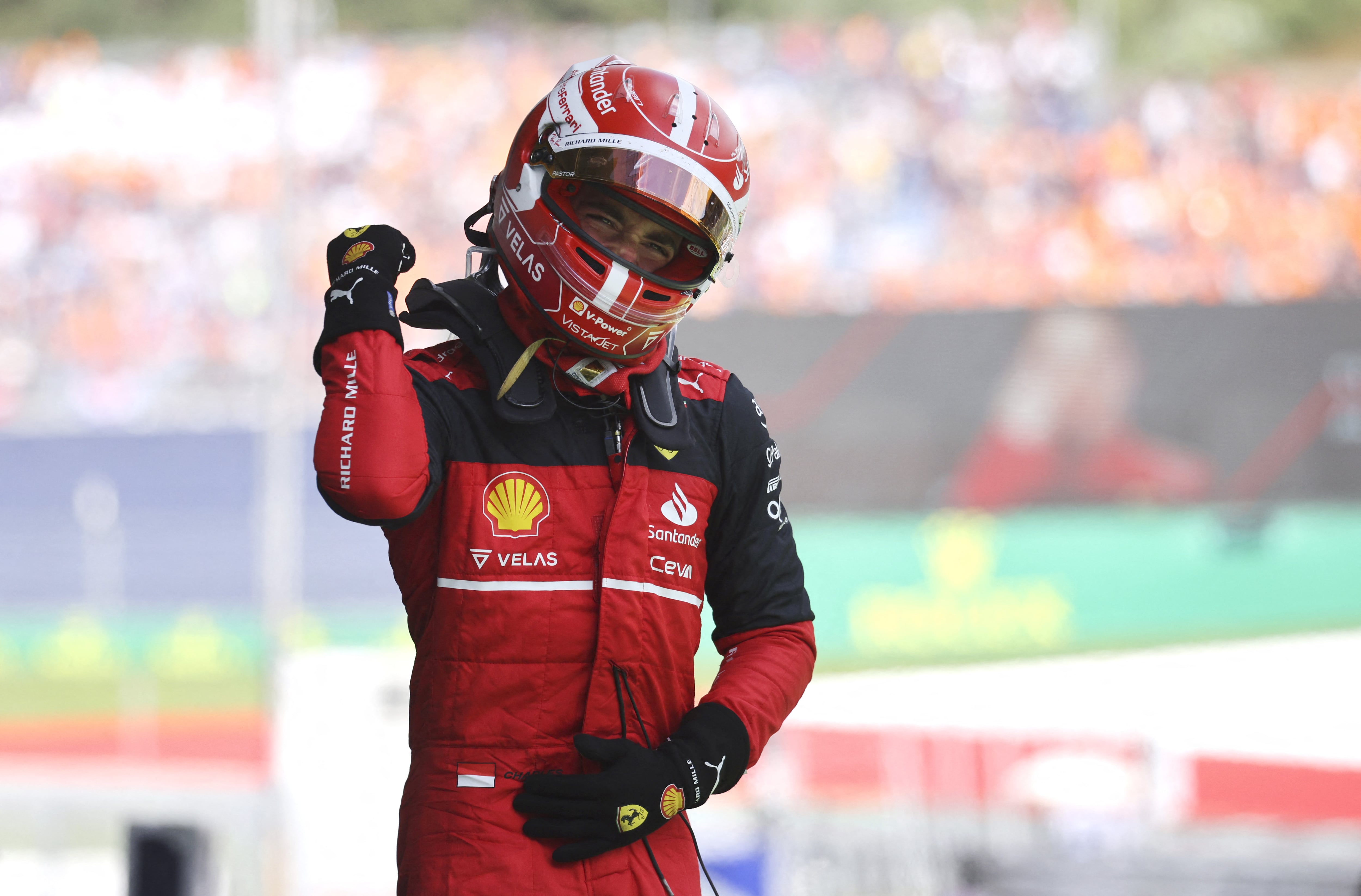 Leclerc celerando su victoria en el GP de Austria