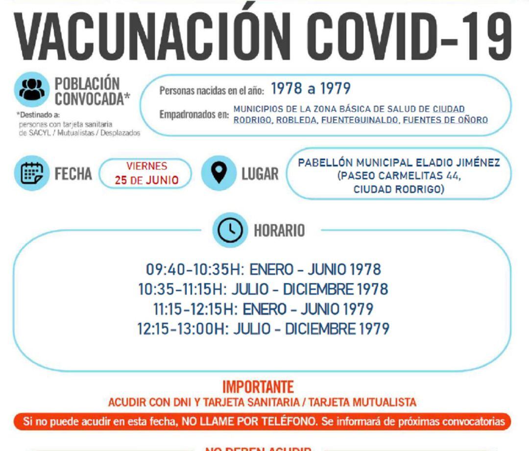 Información del proceso de vacunación en Ciudad Rodrigo