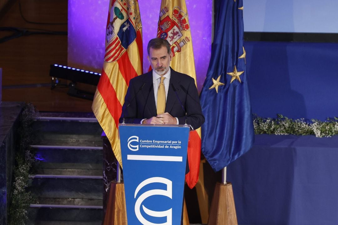 Su Majestad el Rey, Felipe VI, durante la clausura de la V Cumbre Emprsarial de Aragón 