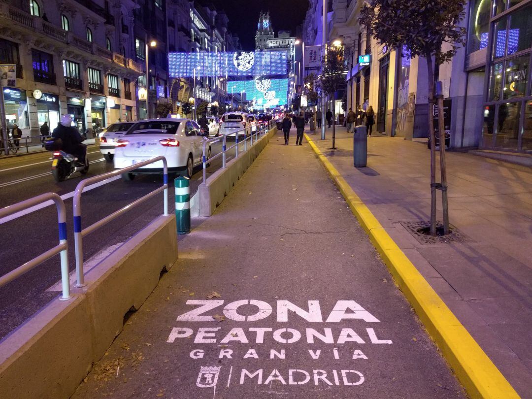 Zona peatonal de la Gran Vía en noviembre de 2017