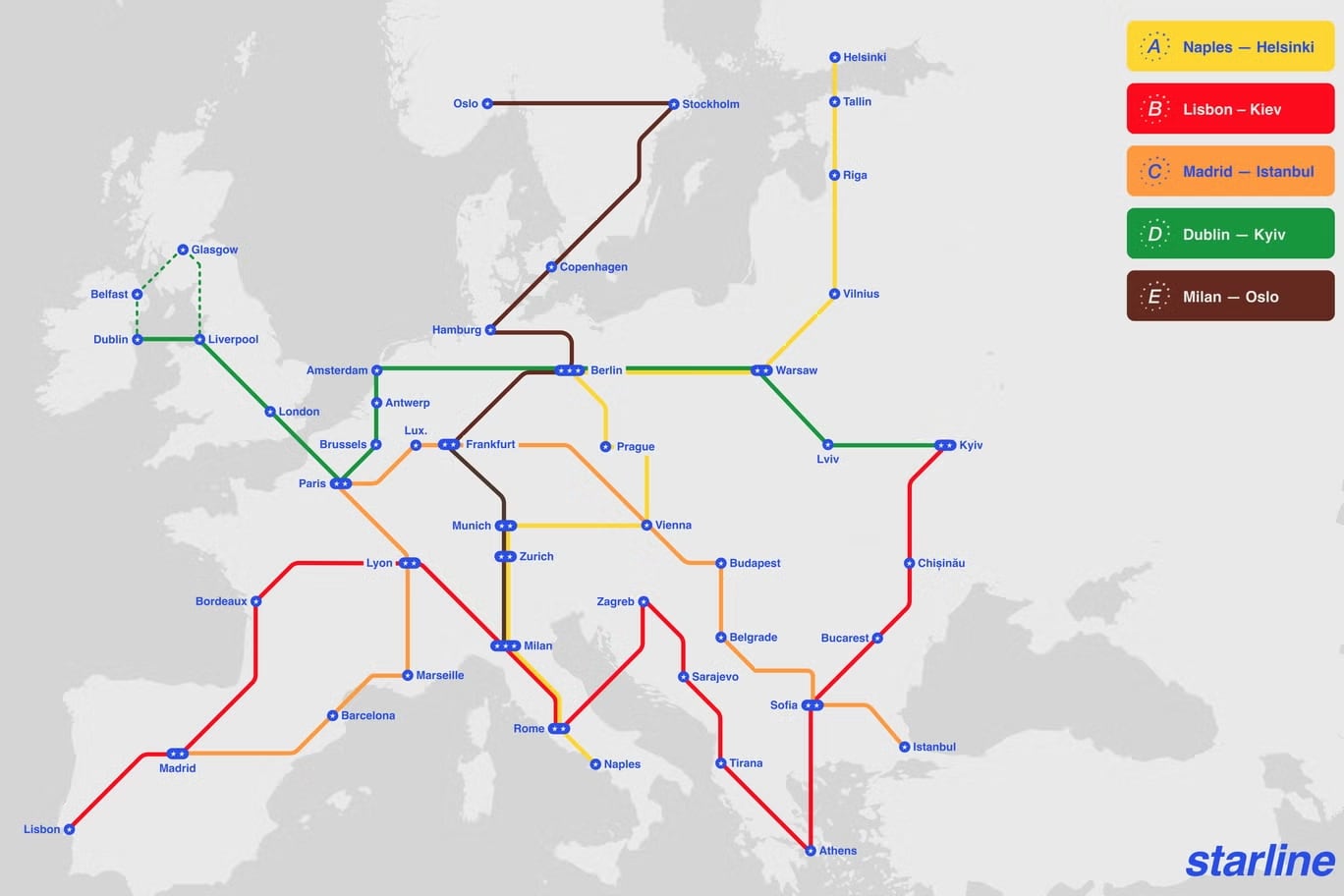 El mapa de la red ferroviaria. / 21st Europe