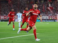 Grifo celebrando su gol frente al Celta