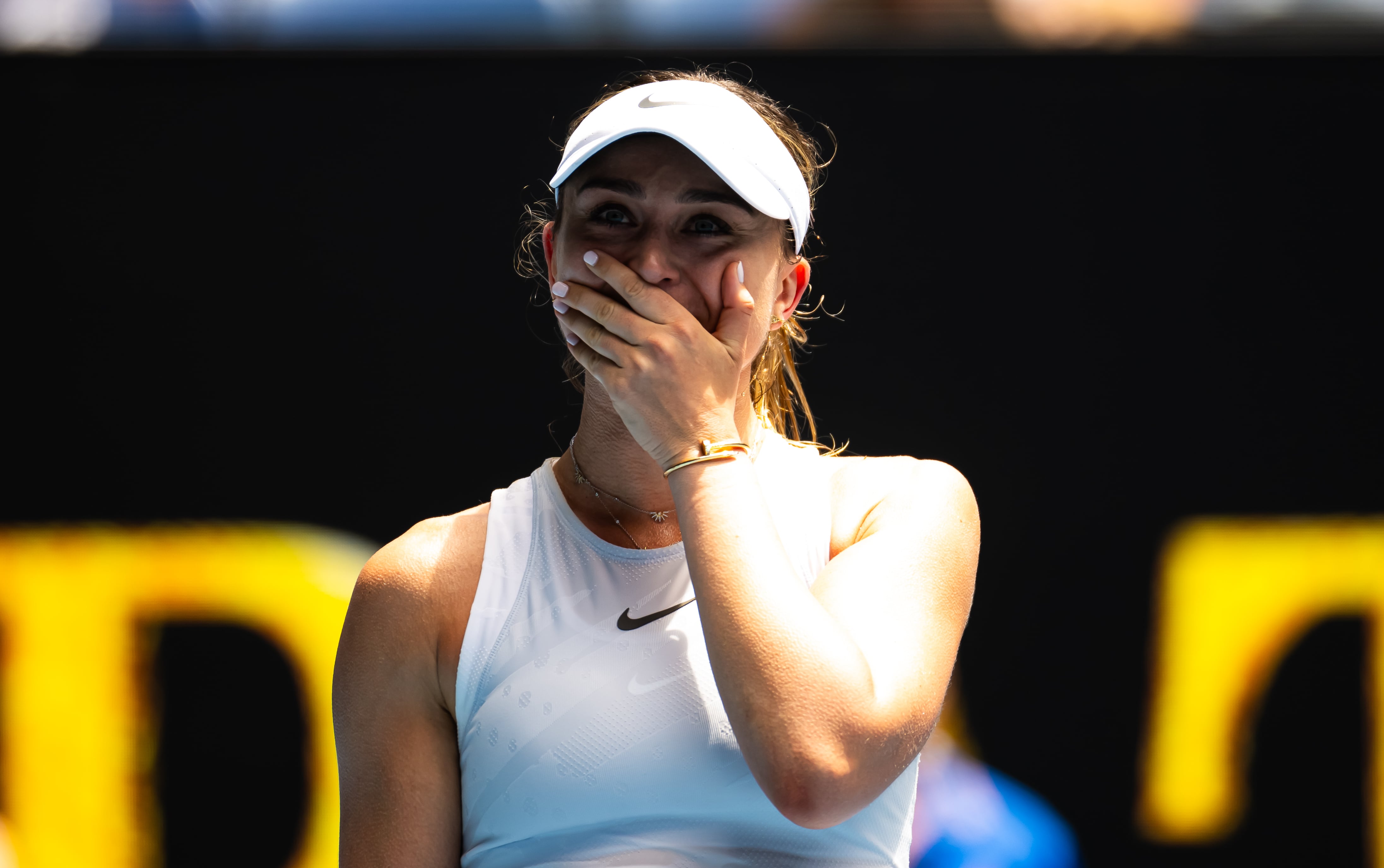 Paula Badosa celebra su clasificación a las semifinales del Open de Australia