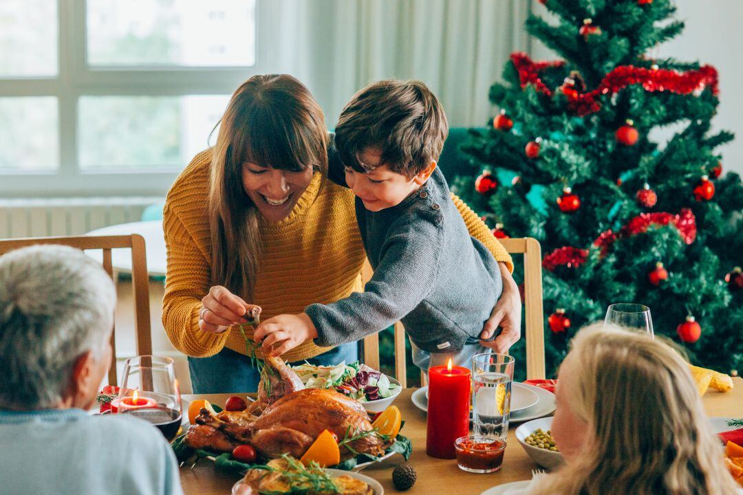 Una cena navideña, en familia. 