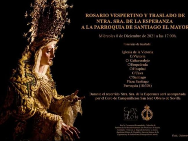 Convocatoria del traslado de la Virgen de la Esperanza de Écija