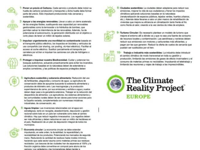Climate Reality Project lanza un decálogo con propuestas para impulsar salidas sostenibles a la crisis del COVID19
