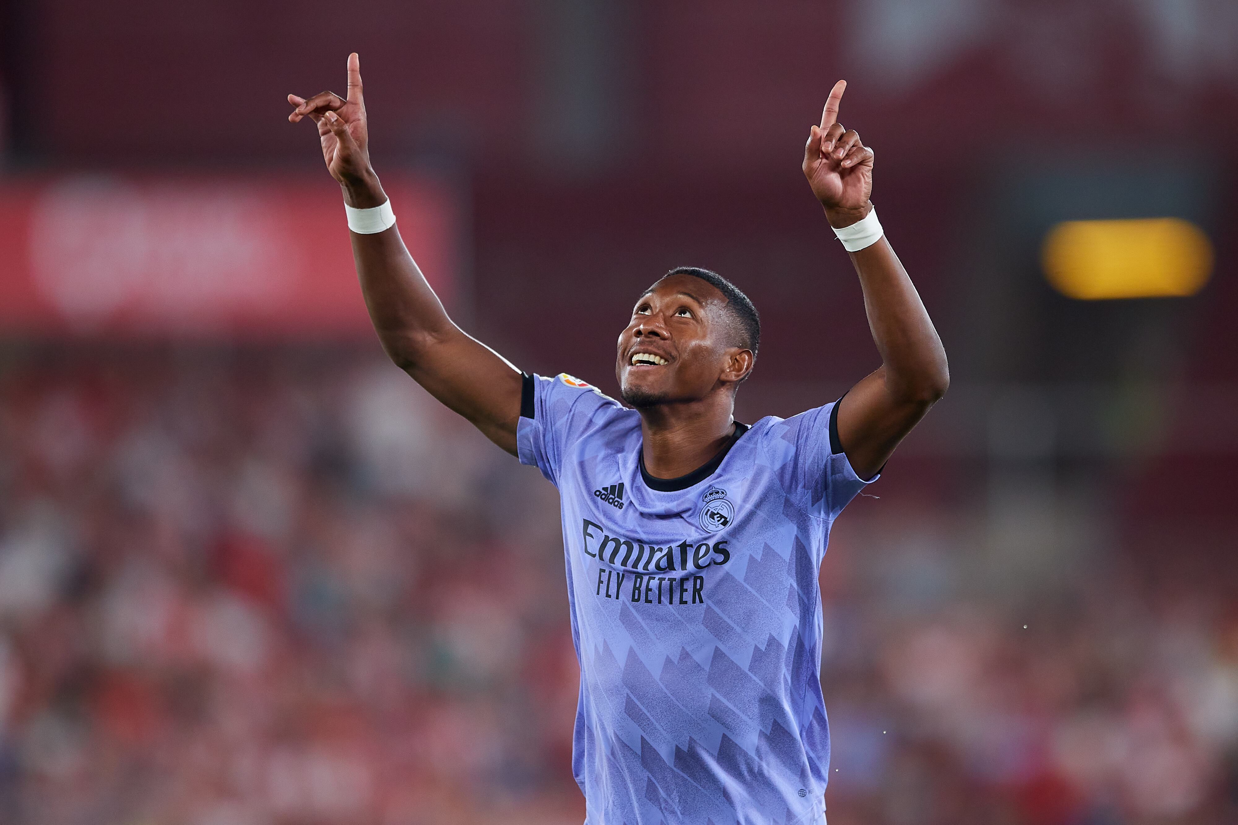 Alaba celebra el gol de la victoria ante el Almería.