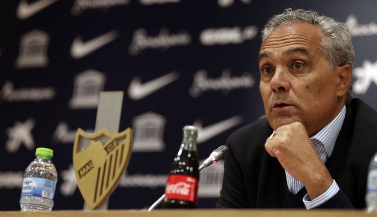 Husillos, en la rueda de prensa donde valoró el mercado invernal para el Málaga.