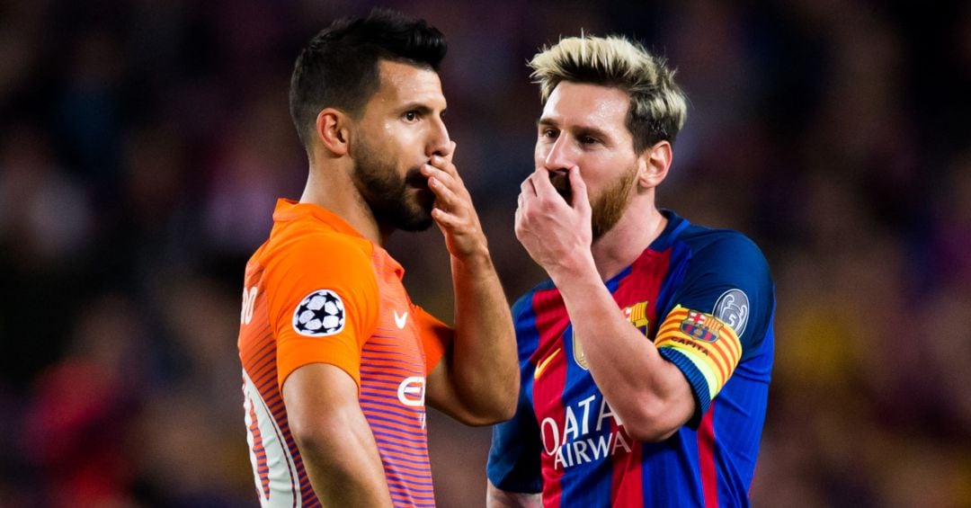 El Kun Agüero y Lionel Messi, en un partido de Champions