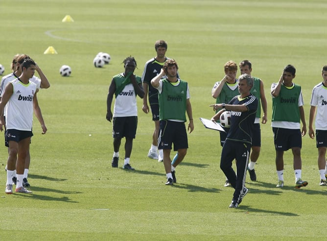 El Real Madrid durante sus entrenamientos en Valdebebas